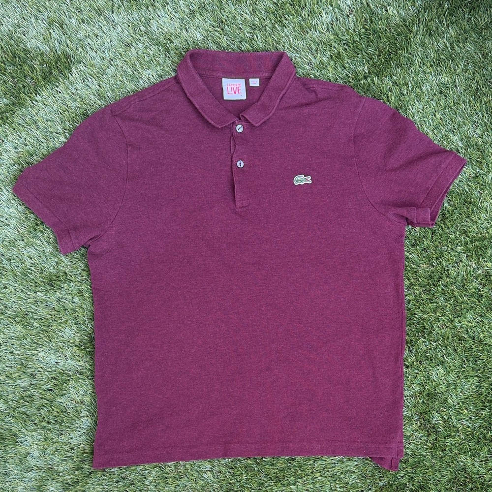 Lacoste Men’s XL Burgundy Polo Shirt Classic Croc Logo Short Sleeve
